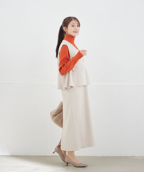 タートルリブニットトップス