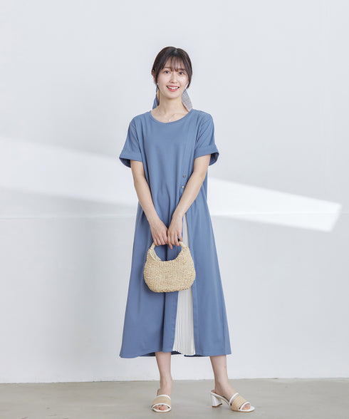 【UVケア・接触冷感】“あまラク” アシメプリーツカットソーワンピース