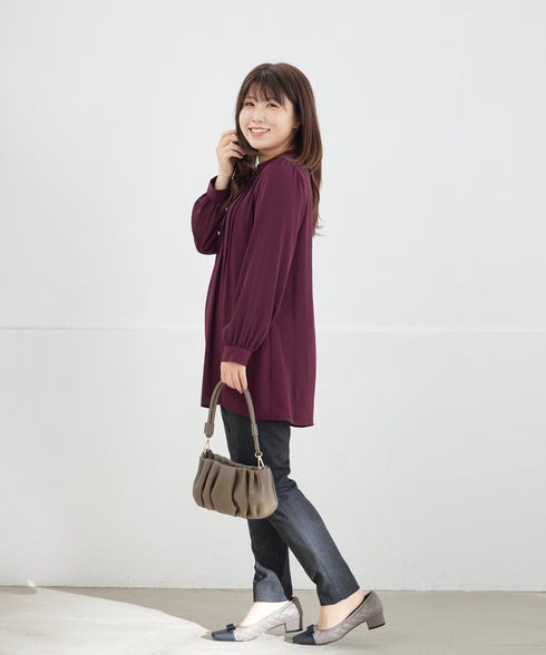 【新色追加・スマート裏起毛】ピンタックシャツチュニック