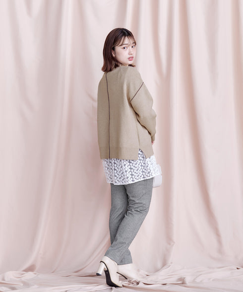 【安田美沙子さん着用 / 選べる裾】 レイヤードヘムカットソーTシャツ