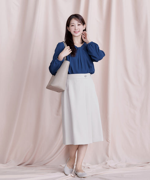 【スマート裏起毛】ボウタイ風ブラウス