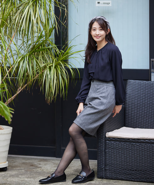 【スマート裏起毛】 ジョーゼットフリルブラウス