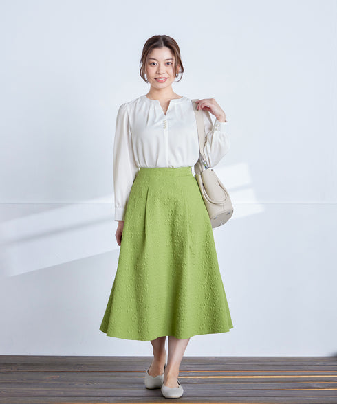 ふくれジャガードタックフレアスカート