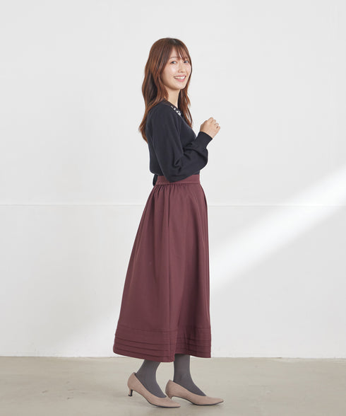 【選べる2TYPE着丈】 裾ピンタックスカート