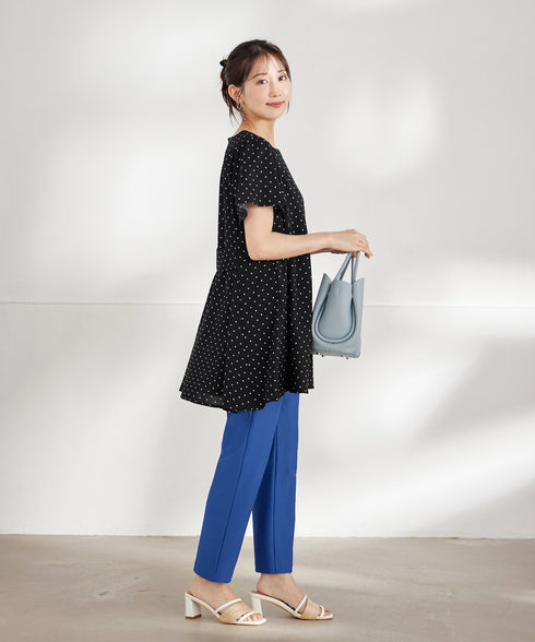 【小倉優子さん着用・選べる袖TYPE】バックフレアチュニックブラウス