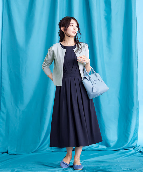 【選べる袖丈】 タックフレアワンピース