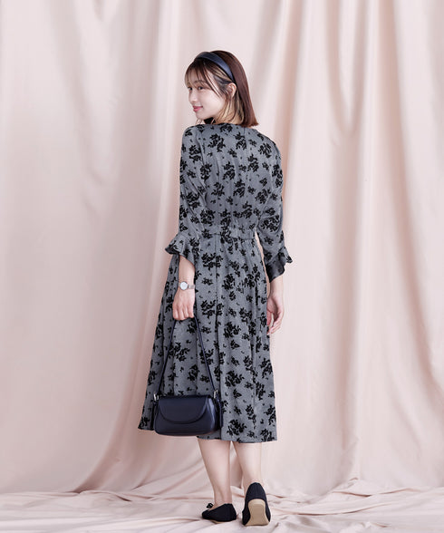 【安田美沙子さん着用 / 新色追加】 フラワーフロッキーワンピース