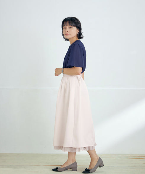 レイヤードチュールフレアスカート