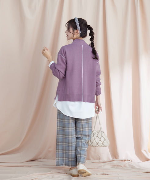 【安田美沙子さん着用】起毛チェック柄ワイドパンツ