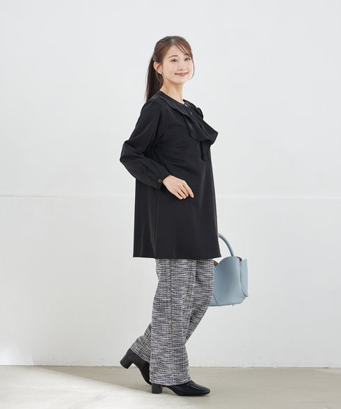 【スマート裏起毛】フリルチュニック