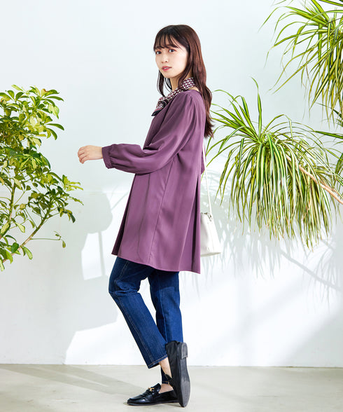 【アウトレット】 【スマート裏起毛】 アシメタックチュニックブラウス