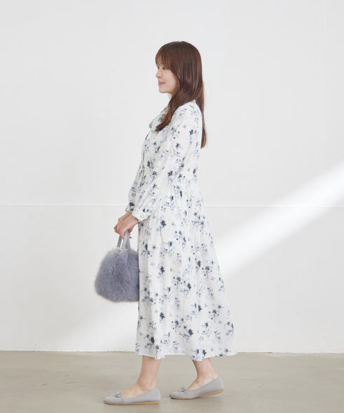 【安めぐみさん着用・2way】花柄リボンタイシャツワンピース