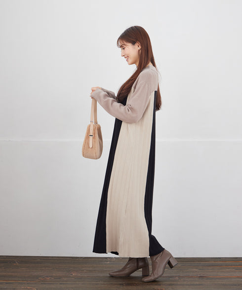 配色切替ニットワンピース