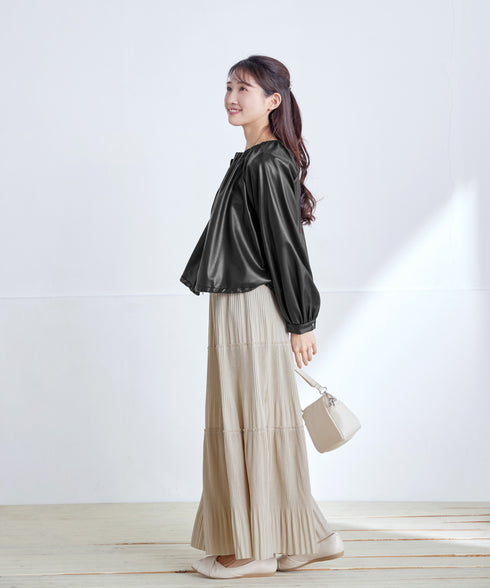 ソフトフェイクレザージップブルゾン