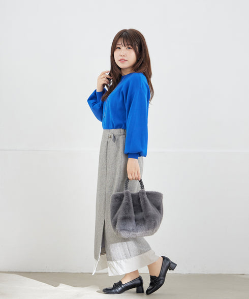 【安田美沙子さん着用】ボリュームパフスリーブニット