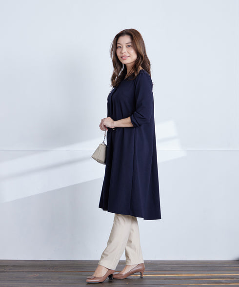 バックギャザーハートネックAラインワンピース