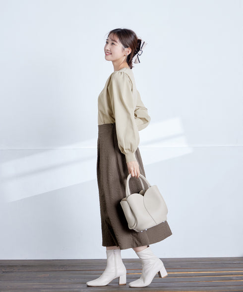 ふくれジャガードタックフレアスカート