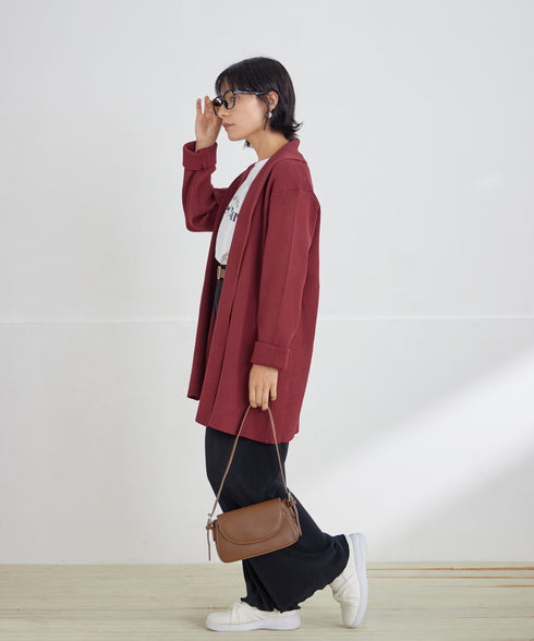 リブ編み着流しカーディガン