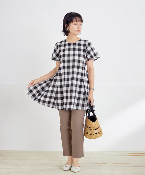 【小倉優子さん着用・選べる袖TYPE】バックフレアチュニックブラウス