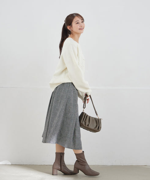 【新色追加】 ウール調タックスカート