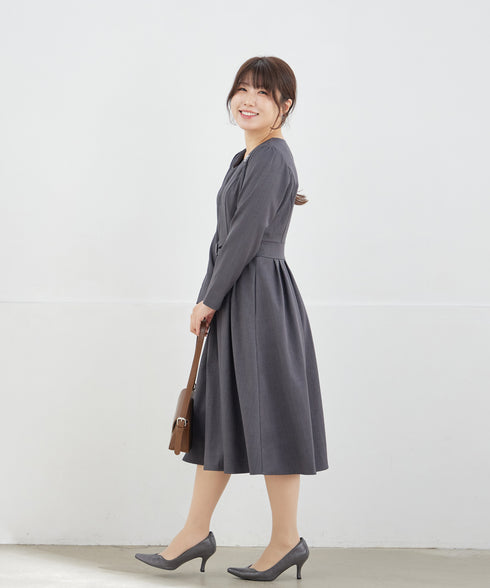 リボンウエスト切替ワンピース