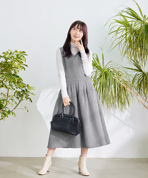 【アウトレット】ツイードタックワンピース