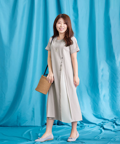 【UVケア・接触冷感】“あまラク” アシメプリーツカットソーワンピース
