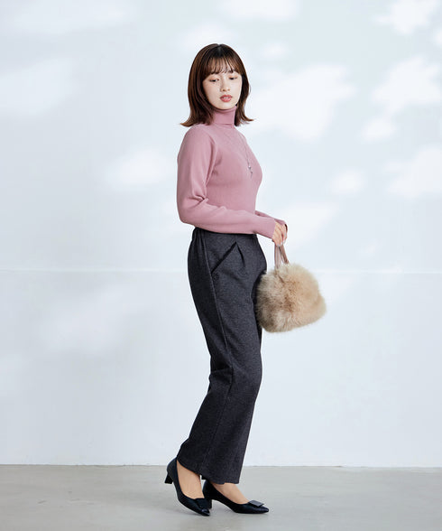 タートルリブニットトップス