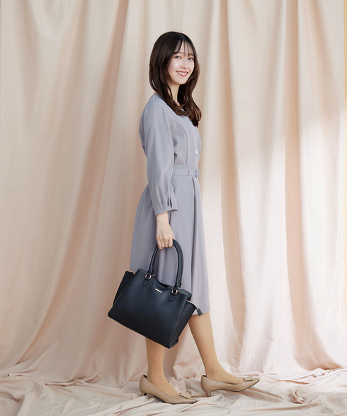 【アウトレット】ダブルストレッチ│ベルト付きタックスカート