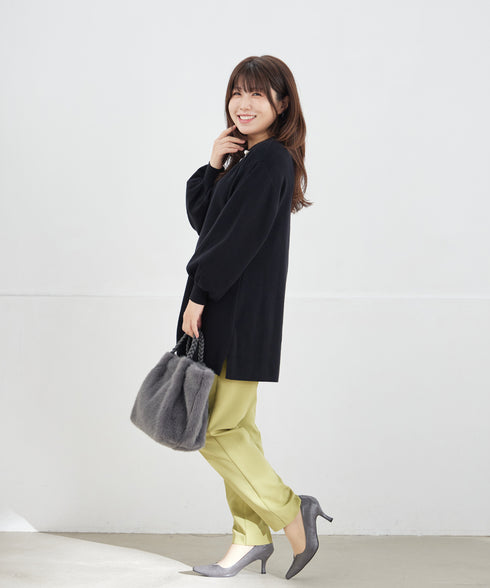 【安田美沙子さん着用】ボリュームパフスリーブニットチュニック