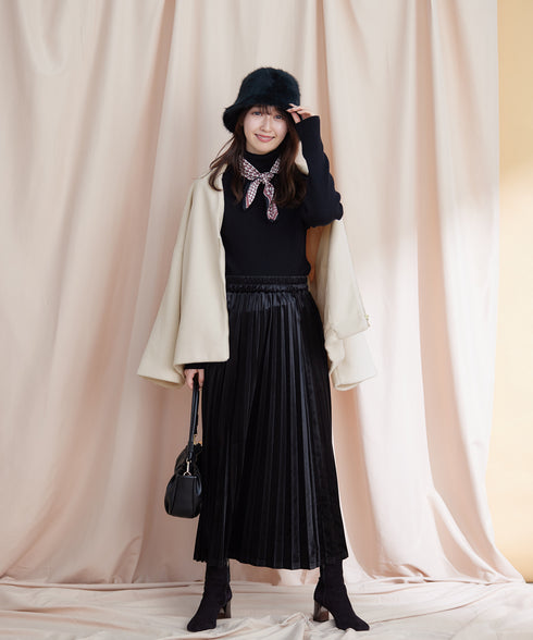 【安田美沙子さん着用】ベロアプリーツスカート