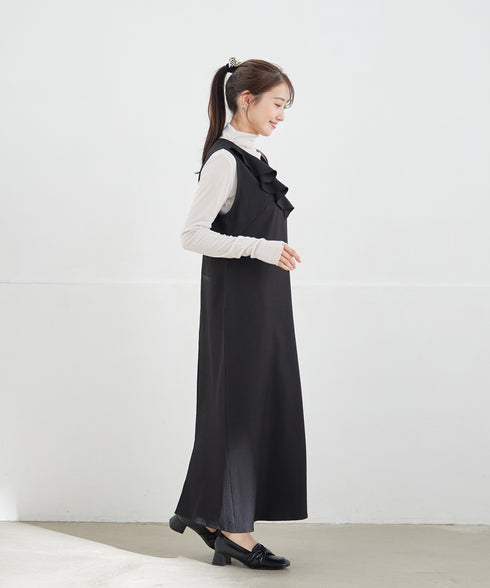 アシメフリルVネックジャンパースカート