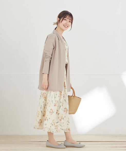 【新色追加】 大花柄シフォンワンピース