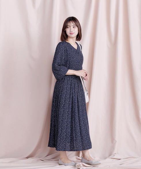 【新色追加】 パフスリーブプリーツワンピース