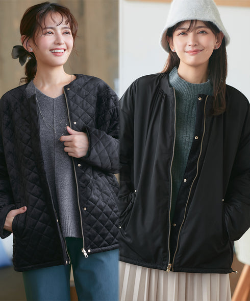 【リバーシブル】表裏2WAYベロアキルティングブルゾン