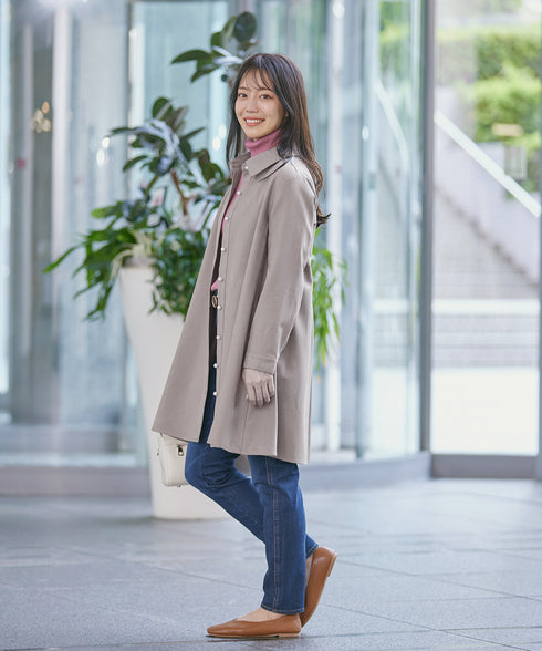 【クリアランスセール】ウール調パールボタンシャツチュニックブラウス