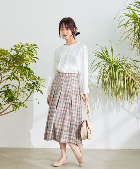 【クリアランスセール】ピンタック配色ブラウス