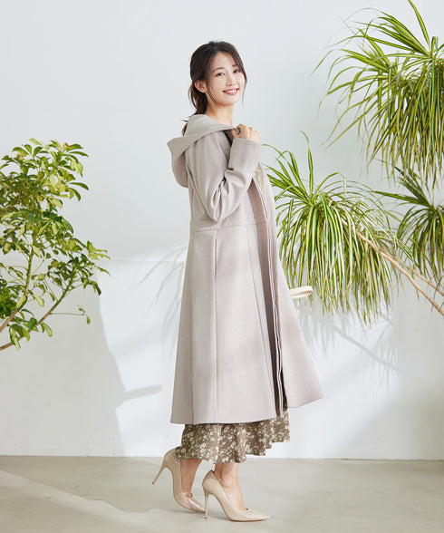 【アウトレット】ウール調フレアフードコート