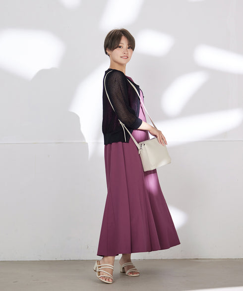 【アウトレット】メッシュ編みニットショートカーディガン