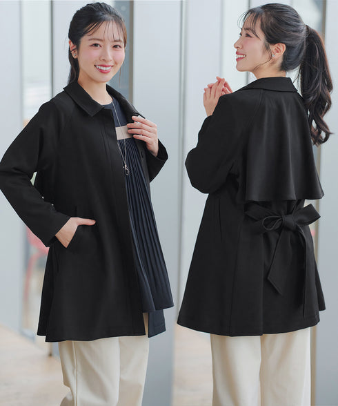 ステンカラーフレアミドルコート