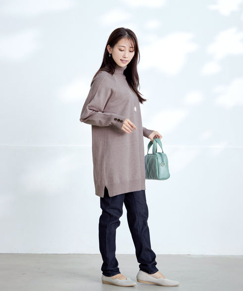 【安田美沙子さん着用 / 選べる2type】ボタンニットチュニック