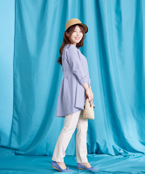 【おのののかさん着用/半袖&7分袖選べる袖丈】バックフレアチュニック