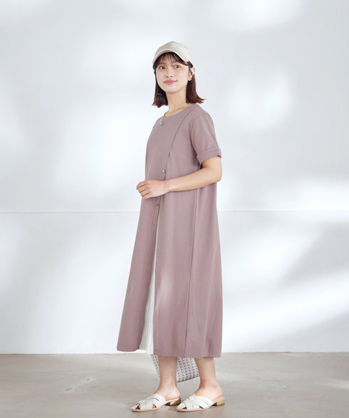 【UVケア・接触冷感】“あまラク” アシメプリーツカットソーワンピース