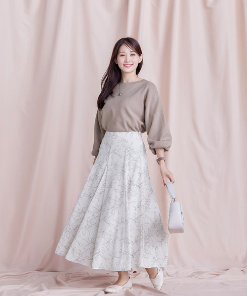 【安田美沙子さん着用】ボリュームパフスリーブニット