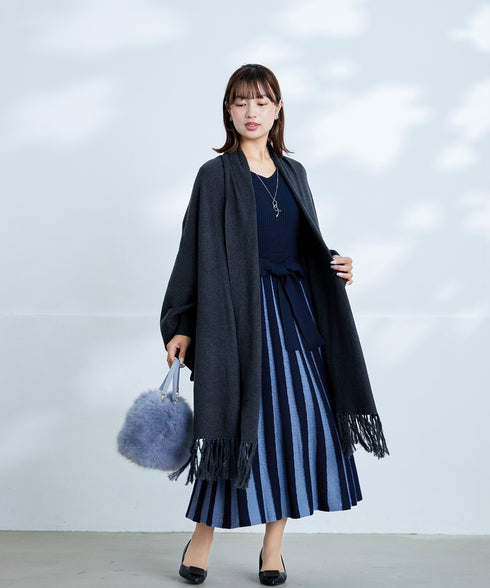 【アウトレット】羽織るだけでお洒落度UPのストール風カーディガン
