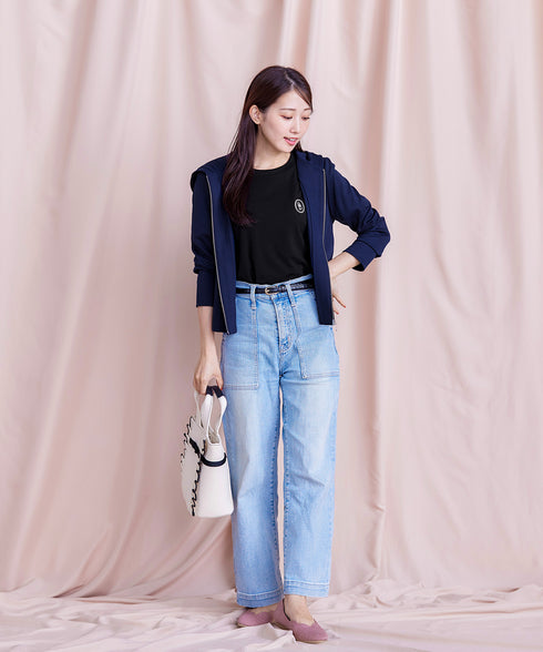 【クリアランスセール / UVカット/ 吸水速乾】 “きれい見え” カットソーラインフードパーカー