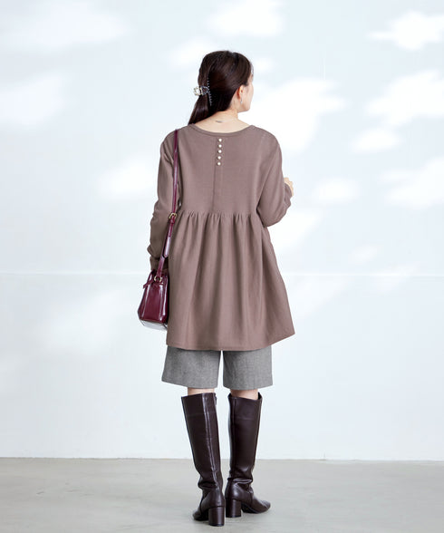 【安田美沙子さん着用】ウール調ヘリンボン柄キュロットパンツ