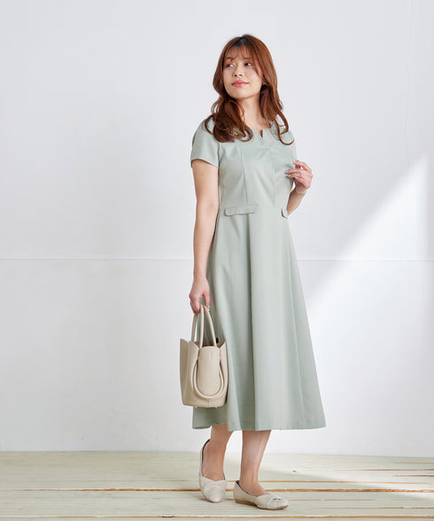 【小倉優子さん着用】フラップポケットミディアム丈フレアワンピース