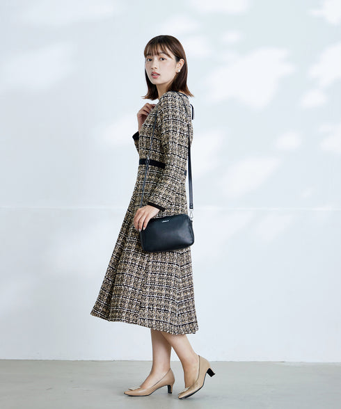 【安田美沙子さん着用】配色ツイードワンピース