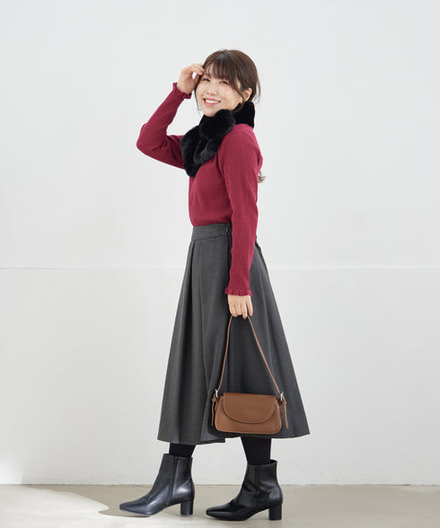 【新色追加】 ウール調タックスカート